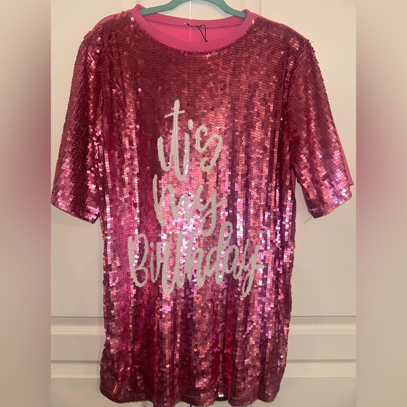 NWOT “IT’S MY BIRTHDAY” SEQUINS DRESS ONE SIZE - Picture 5 of 6